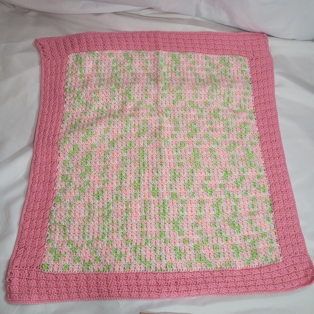 Handmade Crocheted Knit Baby Blanket Afghan Crib Blanket